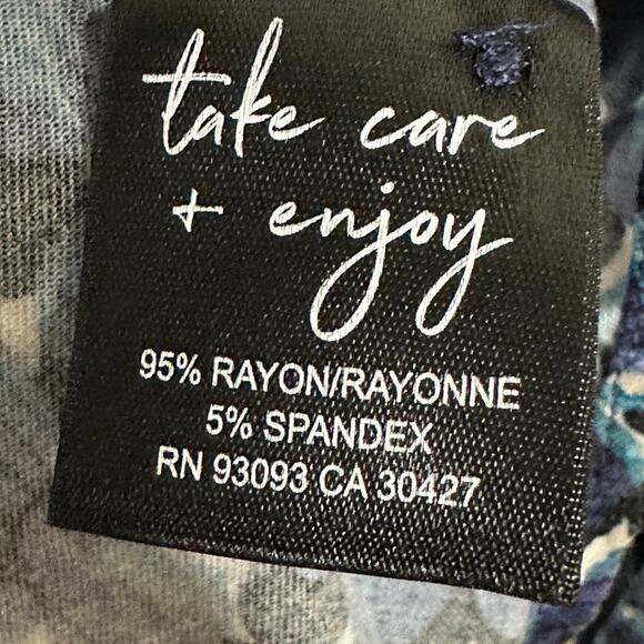 nic + zoe blue geometric print blouse long sleeve rayon stretch size medium - Picture 4 of 6